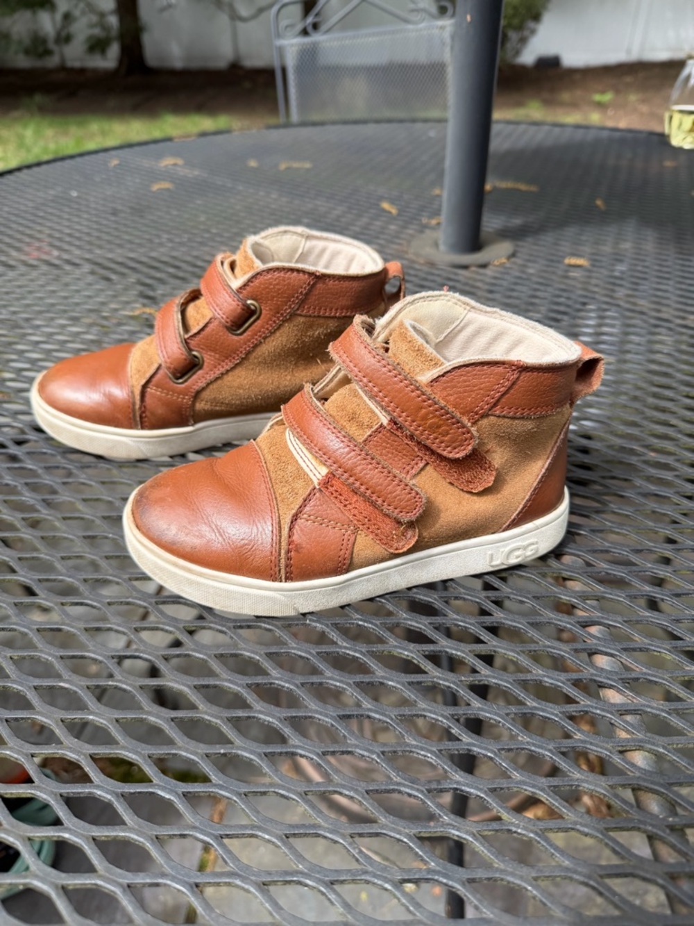 UGG Kids Tan/Brown Leather & Suede High-Top Sneakers
